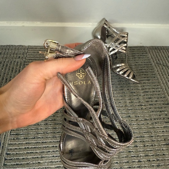 Isola Silver Gold Bronze Strappy Heels with Studs - Picture 2 of 7